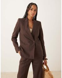 Mango - Linen Double Breasted Blazer Co-ord - Lyst