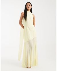 TFNC London - Bridesmaid Chiffon Sheer Scarf Detail Maxi Dress With Sheer Skirt - Lyst
