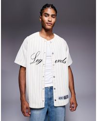 Liquor N Poker - Denim Button Through Jersey With Gothic Script Emblem Logo - Lyst