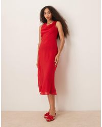 Mango - Cowl Neck Satin Midi Dress - Lyst