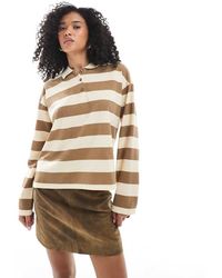 ONLY - Gestreept Sweatshirt Met Polokraag En Lange Mouwen - Lyst