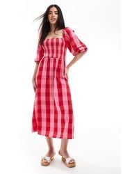 New Look - Check Long Sleeve Midi Dress - Lyst