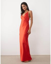 Miss Selfridge - Satin Tie Back Maxi Dress - Lyst
