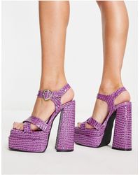 Daisy Street - Exclusive Platform Heel Sandals With Heart Shaped Buckle - Lyst