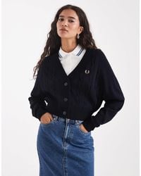 Fred Perry - Cable Knit Cardigan - Lyst