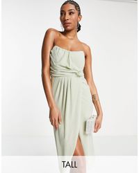 TFNC London Bridesmaid Bandeau Wrap Dress in Green Womens Clothing Dresses Cocktail and party dresses 