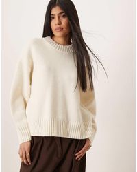 Gina Tricot - Crew Neck Knitted Sweater With Wide Sleeves - Lyst