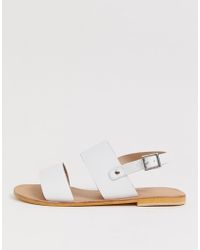 ASOS Faye - Flache Ledersandalen - Weiß