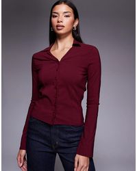Fashionkilla - Exclusivité - - chemise ajustée en bengaline à manches évasées - bordeaux - Lyst