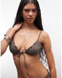Weekday - Triangel Bikinitopje Met Gestrikte Voorkant En Ruches - Lyst
