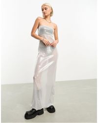 Weekday - Jade Sheer Sequin Tube Maxi Dress - Lyst