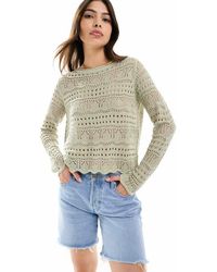 Jdy - Boatneck Broderie Long Sleeve Top - Lyst