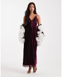 Miss Selfridge - Velvet And Lace Cami Maxi Dress - Lyst