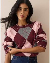 Nobody's Child - Argyle Oversized Wool-Blend Jumper - Lyst
