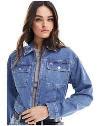 Tommy Hilfiger - Clare Cropped Zipped Denim Jacket - Lyst