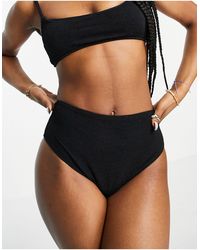 TOPSHOP Crinkle High Waist Bikini Bottom - Black
