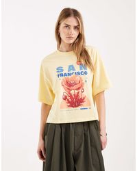 ONLY - T-shirt coupe carrée à imprimé fleurs - Lyst