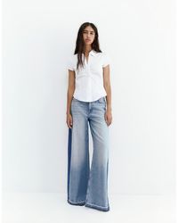 Pull&Bear - Jeans Met Wijde Pijpen En Patchwork - Lyst