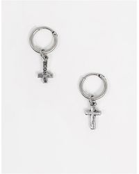 Icon Brand Oorringen Met Kruishangertjes - Metallic