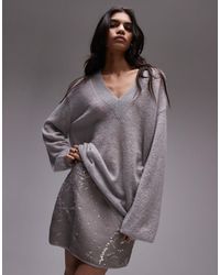 TOPSHOP - Premium Knitted Fine Gauge Mohair V Neck Relaxed Jumper - Lyst