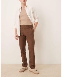 ASOS - Smart Slim Fit Linen Blend Pants - Lyst