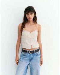 Pull&Bear - Lace-Trimmed Camisole Crop Top - Lyst