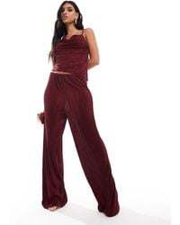 ASOS - Co-ord Wide Leg High Waisted Plisse Trouser - Lyst