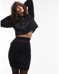 TOPSHOP - Minifalda Negra De Punto Mullido De (Parte De Un Conjunto) - Lyst