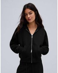 Bershka - Zip-Up Plush Hooded Jacket - Lyst