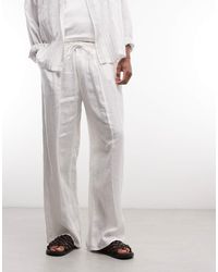 Weekday - Pantalon large en lin - cassé - Lyst