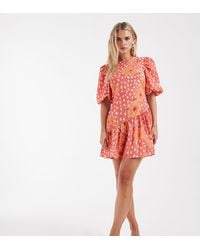 Never Fully Dressed - Petite Poppy Puff Sleeve Mini Dress - Lyst