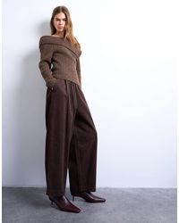 TOPSHOP - Cord Wide Leg Awkward Length Trouser - Lyst