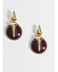 Reclaimed Vintage - Brown Pendant Drop Earrings - Lyst