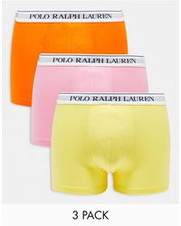 Polo Ralph Lauren - Confezione da 3 boxer aderenti rosa, gialli, arancioni - Lyst