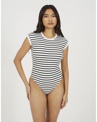 Brave Soul - Short Sleeve Striped Bodysuit - Lyst