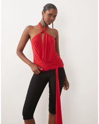 ASOS - Slinky Cowl Draped Sash Halter Top - Lyst