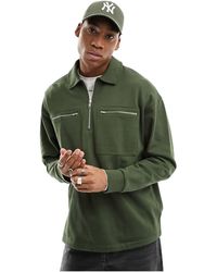 ASOS - Oversized Half Zip Sweatshirt With Pockets - Lyst
