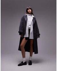 TOPSHOP - Cappotto Scuro - Lyst
