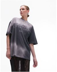 TOPSHOP - T-shirt oversize antracite con stampa di new york - Lyst