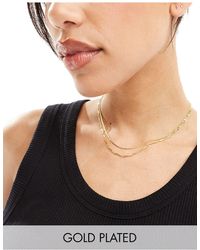 Orelia - 18k Plated Multirow Chain Necklaces - Lyst