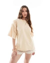 ASOS - Oversized T-shirt With Ruched Sleeve Detail - Lyst