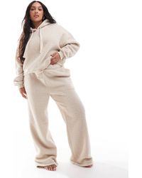 ASOS - Asos Design Curve Lounge Borg Cropped Hoodie & Wide Leg Trackies Set - Lyst