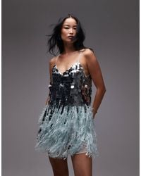 ASOS - Asos archive – paillettenverziertes minikleid mit kunstfedersaum - Lyst