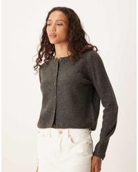 Jdy - Crew Neck Cardigan With Wool - Lyst