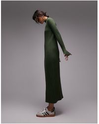 TOPSHOP - Knitted Funnel Neck Variegated Rib Maxi Dress - Lyst