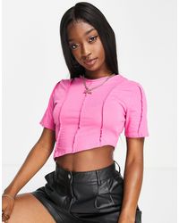 I Saw It First Exposed Seam Crop Top - Pink
