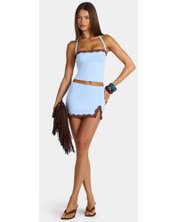 Oh Polly - Modal Lace Trim Low Rise Mini Skirt Co-ord - Lyst