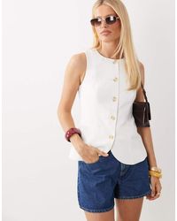 Nobody's Child - Crew Neck Button Down Waistcoat Top - Lyst