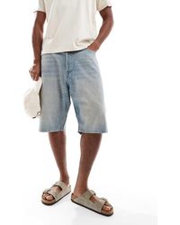 Jack & Jones - Pantalones Cortos Vaqueros De Corte Skater Con Lavado Azul Claro Ron De - Lyst