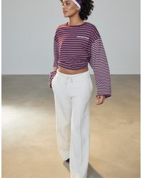 Stradivarius - Soft-touch Wide-leg jogger Trousers With Front Seam Detail - Lyst